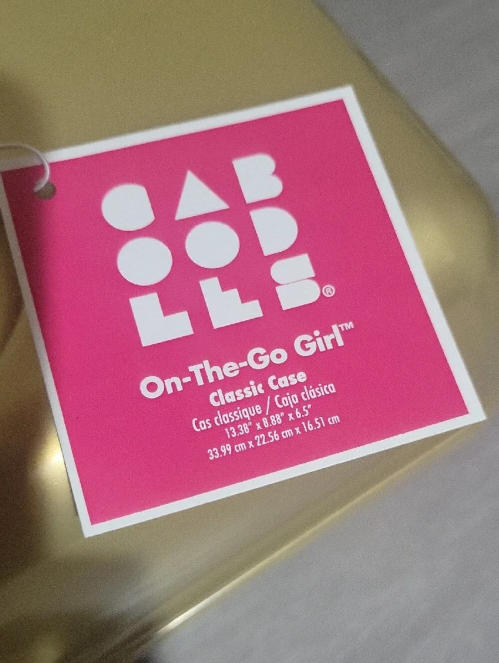 Caboodles Gold On-The-Go Girl Classic Case with Pink Tag